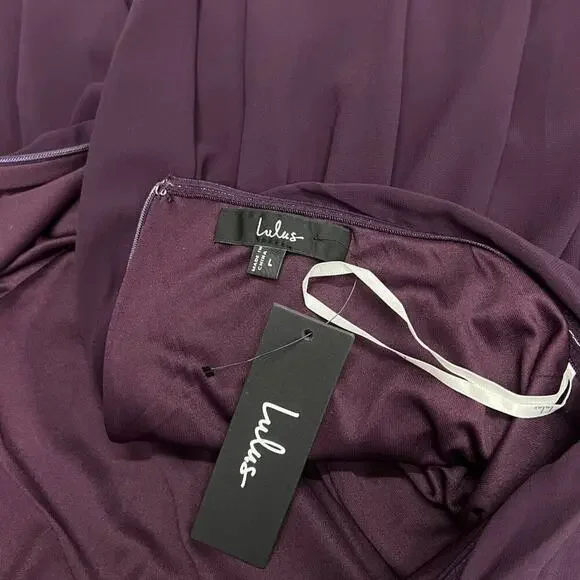 Lulus Luxe Favorite Dark Purple Strapless Ruched Maxi Dress size Large NWT - Picture 6 of 7